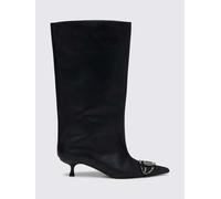DIESEL Stivali D-Venus in pelle al polpaccio con logo Oval D e tacco a stiletto 39 Nero