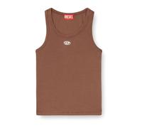 Diesel - Top smanicato a coste con logo ovale e girocollo - - Tops - Donna - Marrone - S