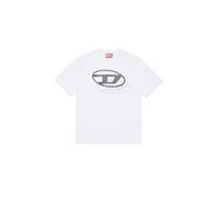 Diesel T-Shirt Bianca con Logo Oval D Stampato (IT, età, 16 Anni, Regular, Bambino, Bianco)