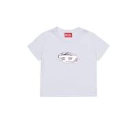 Diesel T-shirt manica corta con logo paillettes bianco 16a