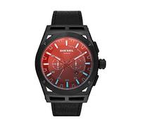 Diesel Orologio Timeframe da uomo, movimento cronografo, cassa in acciaio inossidabile nera da 48 mm con cinturino in pelle, DZ4544