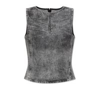 Diesel - Top in Denim Senza Maniche con Strass - - Tops - Donna - Grigio - M