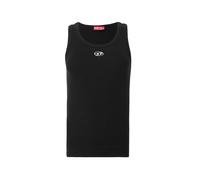 Diesel, ,Tops ,Donna ,Nero ,L Canotta aderente a coste con logo ovale metallico D