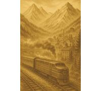 Diesel Train Notebook: Vintage Mountain Railway Poster Journal: A Lined Writing Book with Classic Sepia Artwork for Enthusiasts and Collectors