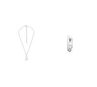 Diesel Uomo Collana e Orecchini con Logo D in Acciaio Inossidabile Color Argento, Set