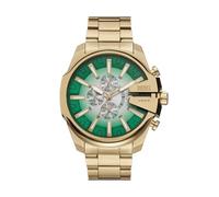 Diesel Orologio Mega Chief Slim da uomo, Movimento cronografico con cinturino in acciaio inossidabile, 48 mm, Tono oro e verde