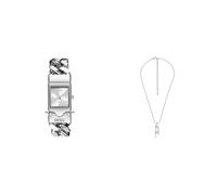 Diesel Uomo Orologio Color Argento Closer e Collana con Logo D, Set