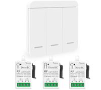 DieseRC Interruttore per Luci Senza Fili, Interruttore Trasmettitore RF per Pannello da Parete 86 e Controller Ricevitore Relè di 10 A, per Luci Fino a 1500 W