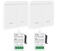 DieseRC Interruttore per Luci Senza Fili, Interruttore Trasmettitore RF per Pannello da Parete 86 e Controller Ricevitore Relè di 10 A, per Luci Fino a 1500 W