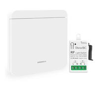 DieseRC Interruttore per Luci Senza Fili, Interruttore Trasmettitore RF per Pannello da Parete 86 e Controller Ricevitore Relè di 10 A, per Luci Fino a 1500 W