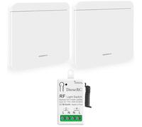 DieseRC Interruttore per Luci Senza Fili, Interruttore Trasmettitore RF per Pannello da Parete 86 e Controller Ricevitore Relè di 10 A, per Luci Fino a 1500 W