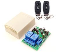 DieseRC Interruttore remoto wireless 433 Mhz RF ricevitore relè a 2 canali AC 220V 230V 240V 110V con 2 telecomandi per porta del garage/tapparella/luci/pompe