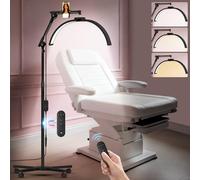 Diesisa Lampada Extension Ciglia Da Terra: Lampada Estetista,Base Con Ruote | Porta Cellulare - Testa Regolabile a 360°& - Luminosità e Altezza Regolabili per extension ciglia e tatuaggi Bellezza -Nero