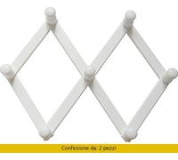 appendiabiti estensibile in legno bianco 7 ganci attaccapanni 40 cm