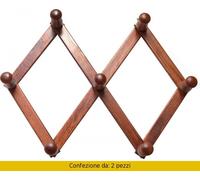 Appendiabiti Estensibile a 7 Ganci Noce Diesse 2 Pezzi
