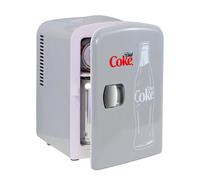 Diet Coke Mini Fridge For Bedrooms 4L Small Fridge 6 Can Table Top Fridge Quiet Mini Fridges For Skincare Food Drinks Kids Home Car & Travel 12v Portable Cooler Warmer Refrigerator by Coca-Cola, Grey