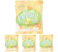 Dietorelle - Caramelle Dure Vegan Arancia e Limone, Caramelline Frutta Agrumi, Senza Zucchero, Senza Glutine, con Dolcificante Naturale - 70 gr (Confezione da 4)