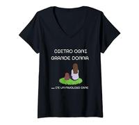 Dietro ogni grande donna c'è un favoloso cane bulldog Maglietta con Collo a V