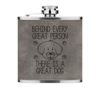 Dietro Ogni Great Persona È Un Cane 170ml pelle Sintetica Hip Flask Grigio Funny
