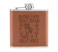 Dietro Ogni Great Persona È Un Cavallo 170ml pelle Sintetica Hip Flask Tan Funny