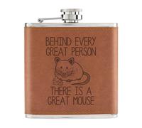 Dietro Ogni Great Persona È Un Mouse 170ml Simil Pelle Hip Flask Tan Divertente