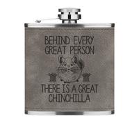 Dietro Ogni Great Persona È un Ottimo Cincillà 170ml PU Pelle Hip Flask Grigio