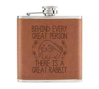 Dietro Ogni Great Persona È un Ottimo Coniglio 170ml Simil Pelle Hip Flask Tan