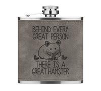 Dietro Ogni Great Persona È un Ottimo Criceto 170ml Simil Pelle Hip Flask Grigio