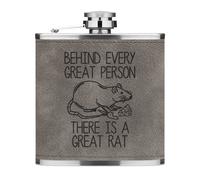Dietro Ogni Great Persona È Un Rat 170ml Simil Pelle Hip Flask Grigio Divertente