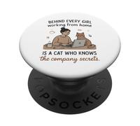 Dietro ogni ragazza WFH c"è un gatto che conosce segreti PopSockets PopGrip Adesivo