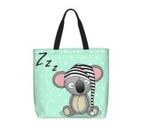 DIEzig 1 confezione da 1 borsa economica con koala addormentata, 40 x 40 cm, borse di stoffa leggere e grandi per la spesa, Nero , Taglia unica
