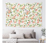 DIEzig Arazzo interno stampato con fiori e uccellini, decorazione da appendere morbida per il miglioramento della parete dello studio e dell'ufficio