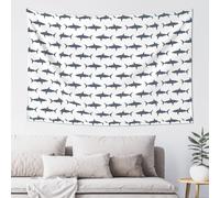 DIEzig Arazzo interno stampato con pesci e squalo, decorazione morbida da appendere per migliorare la parete dello studio e dell'ufficio