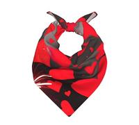 DIEzig Bandana classica con stampa di cuori rossi fuochi d'artificio sciarpa per capelli 56 cm poliestere quadrato avvolgere moderno vintage regalo quotidiano