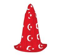 DIEzig Bandiera della Turchia Stage Performance Mantello con Cappuccio Per Adolescenti Gothic Fantasy Medievale Cosplay Costume Lungo Mantello