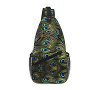 DIEzig Borsa a tracolla con stampa di pavone fresco borsa a tracolla diagonalmente per uomo donna borsa a tracolla borsa da viaggio escursionismo zaino, Nero , Taglia unica