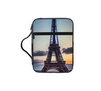 DIEzig Borsa organizer con stampa della Torre Eiffel con stampa della Bibbia con multi-tasche, borsa versatile per il trasporto di libri, tablet e penne