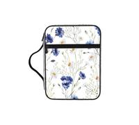 DIEzig Borsa organizer con stampa di fiori e fiordalisi, margherite, con tasche multiple, versatile, per libri, tablet e penne