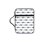 DIEzig Borsa organizer con stampa di pesci e squali, con tasche multiple, versatile, per libri, tablet e penne