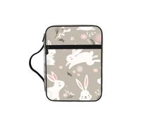 DIEzig Borsa organizer con stampa floreale e coniglietto pasquale con stampa floreale e tasche multiple, borsa versatile per il trasporto di libri, tablet e penne