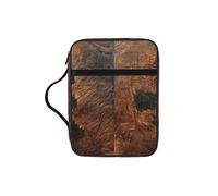 DIEzig Borsa organizer in pelle bovina marrone con stampa artistica bibbia con tasche multiple versatile borsa per il trasporto di libri, tablet e penne