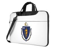 DIEzig Borsa per computer portatile con stampa bandiera del Massachusetts, in tessuto Oxford, comoda custodia imbottita per uso quotidiano, Nero , 15.6 inch