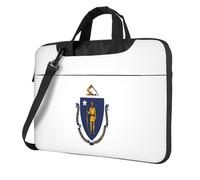 DIEzig Borsa per computer portatile con stampa bandiera del Massachusetts, in tessuto Oxford, comoda custodia imbottita per uso quotidiano, Nero , 13 inch