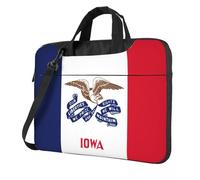 DIEzig Borsa per computer portatile con stampa bandiera dello Stato dell'Iowa, in tessuto Oxford, comoda custodia imbottita per uso quotidiano, Nero , 14 inch