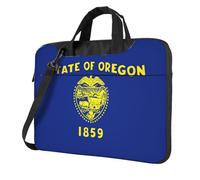 DIEzig Borsa per computer portatile con stampa bandiera dell'Oregon in tessuto Oxford, borsa a tracolla in tessuto morbido, comoda custodia imbottita per uso quotidiano, Nero , 15.6 inch