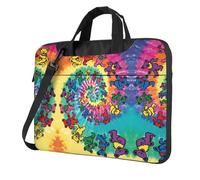 DIEzig Borsa per computer portatile con stampa di orso del Ringraziamento che balla in tessuto Oxford, borsa a tracolla in tessuto morbido, comoda custodia imbottita per, Nero , 15.6 inch