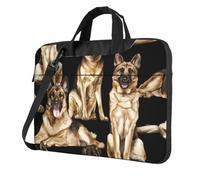 DIEzig Borsa per computer portatile con stampa di pastore tedesco, in tessuto Oxford, comoda custodia imbottita per uso quotidiano, Nero , 15.6 inch