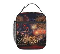 DIEzig Borsa termica del dispositivo di raffreddamento portatile della stampa dei fuochi d'artificio, borsa termica del pranzo per il trasporto di stoccaggio dei