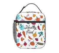 DIEzig Borsa termica portatile sana della stampa dell'alimento, borsa termica del pranzo, borsa termica del pranzo per il trasporto di stoccaggio del pasto