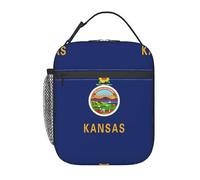 DIEzig Borsa termica termica per il pranzo con stampa della bandiera del Kansas, borsa termica per il pranzo e il trasporto